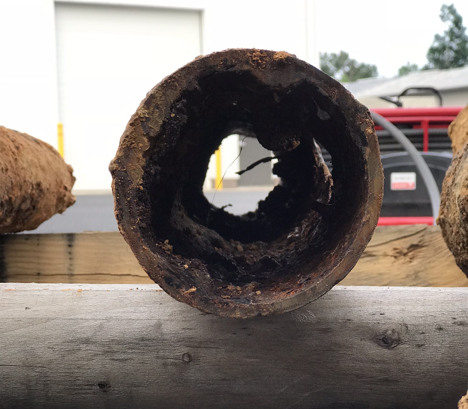 Cast iron pipe before hydro jetting
